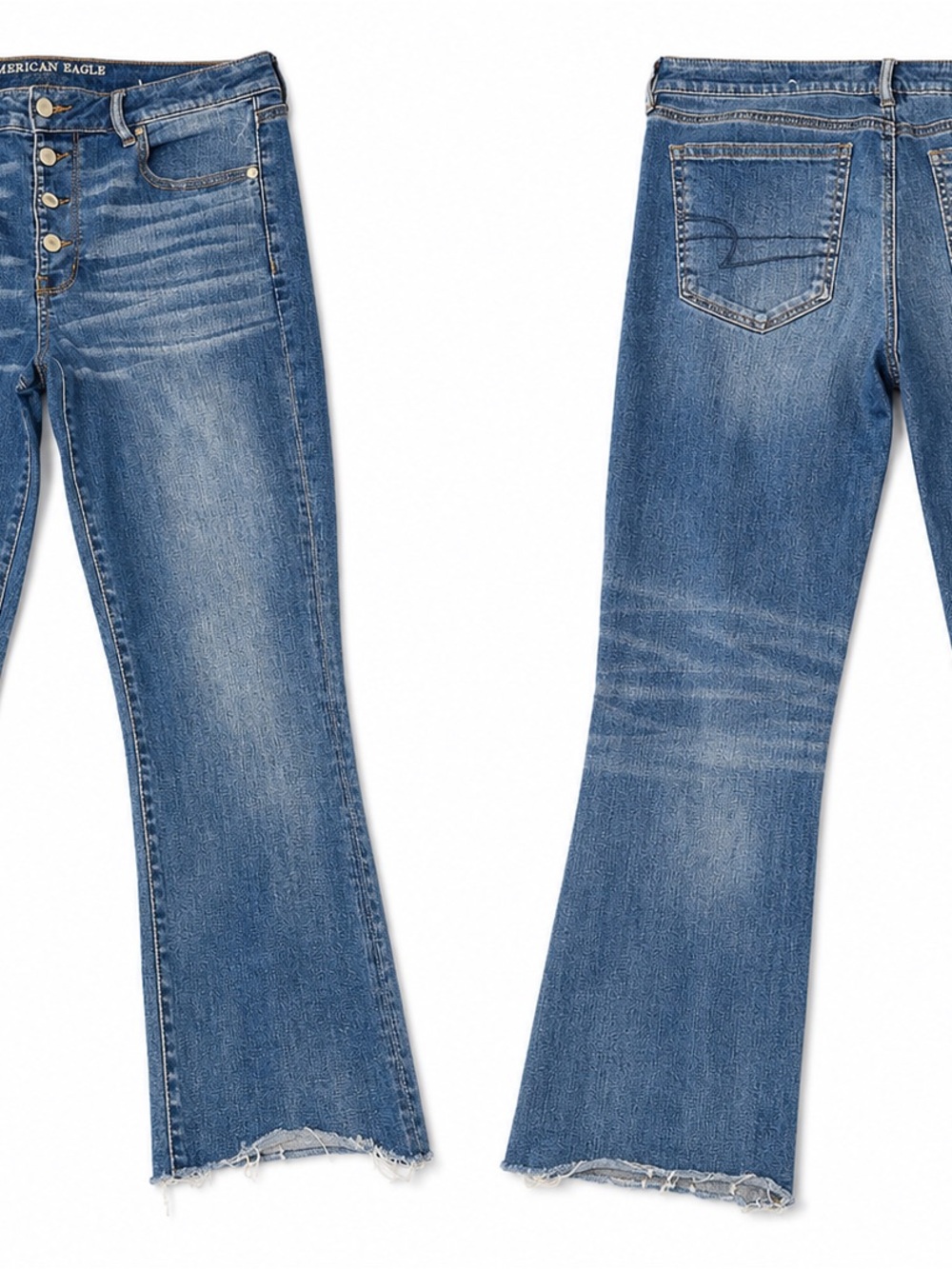American Eagle Outfitters Medium Blue High-Rise Wide Leg Jeans - Picture 2 of 10